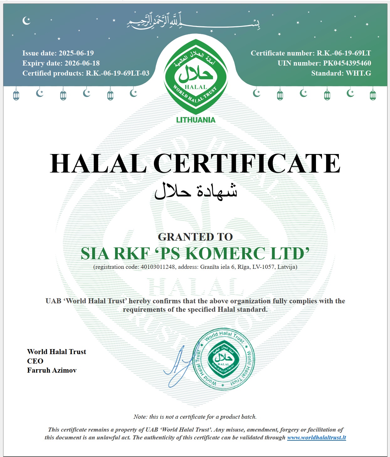 HALAL sertifikāts
